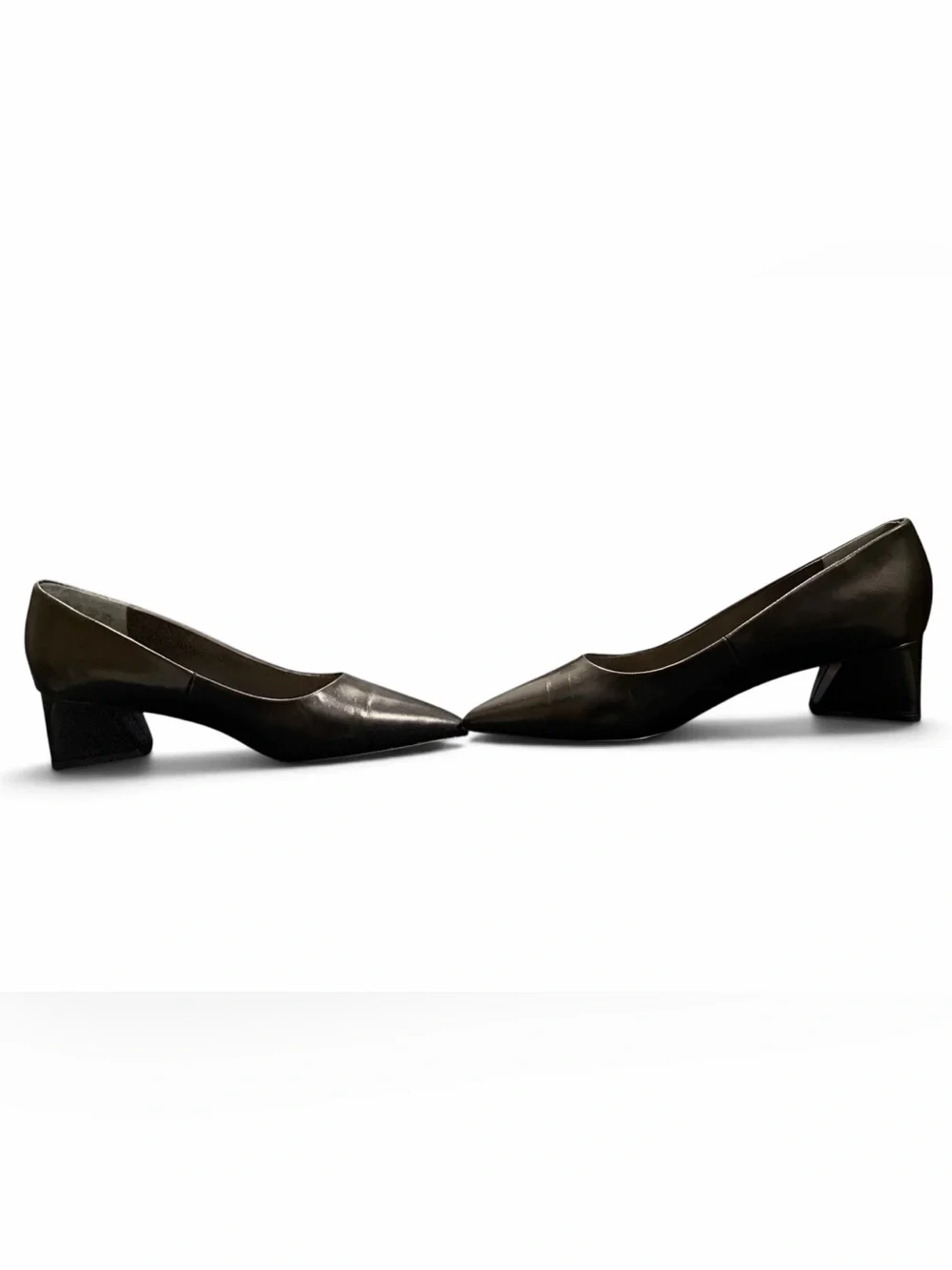 Franco Sarto L-Racer Pump Black Leather Size 9W Wide Block Heel NIB